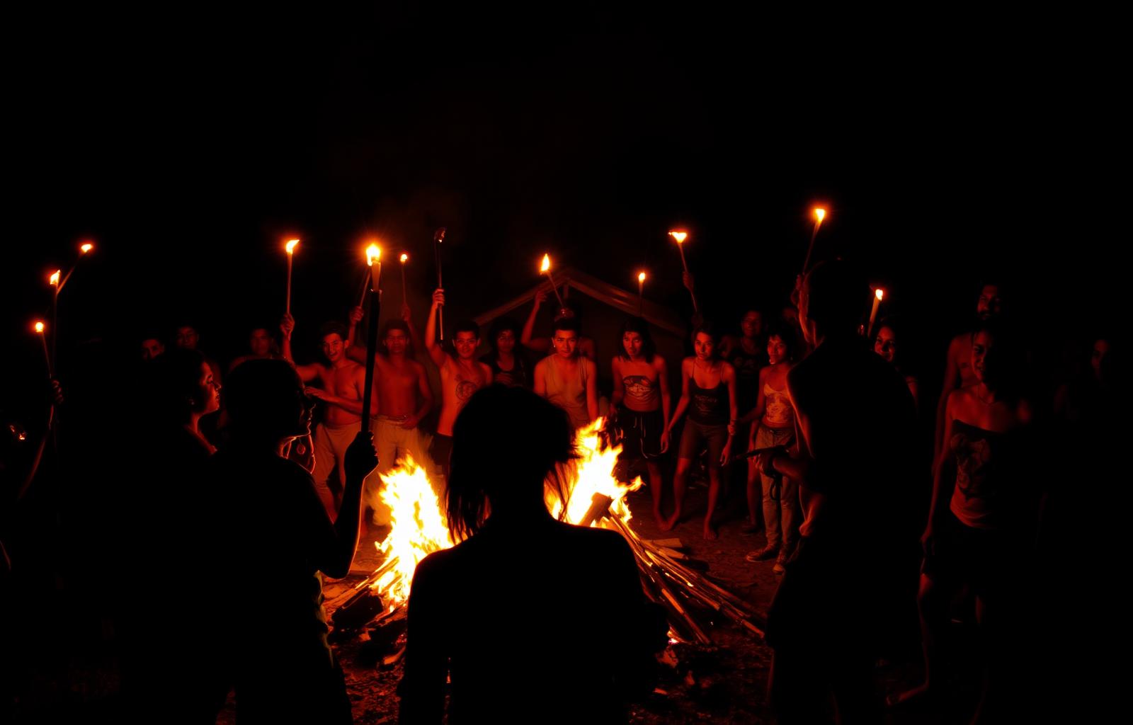 Antorchas y fogata cultural